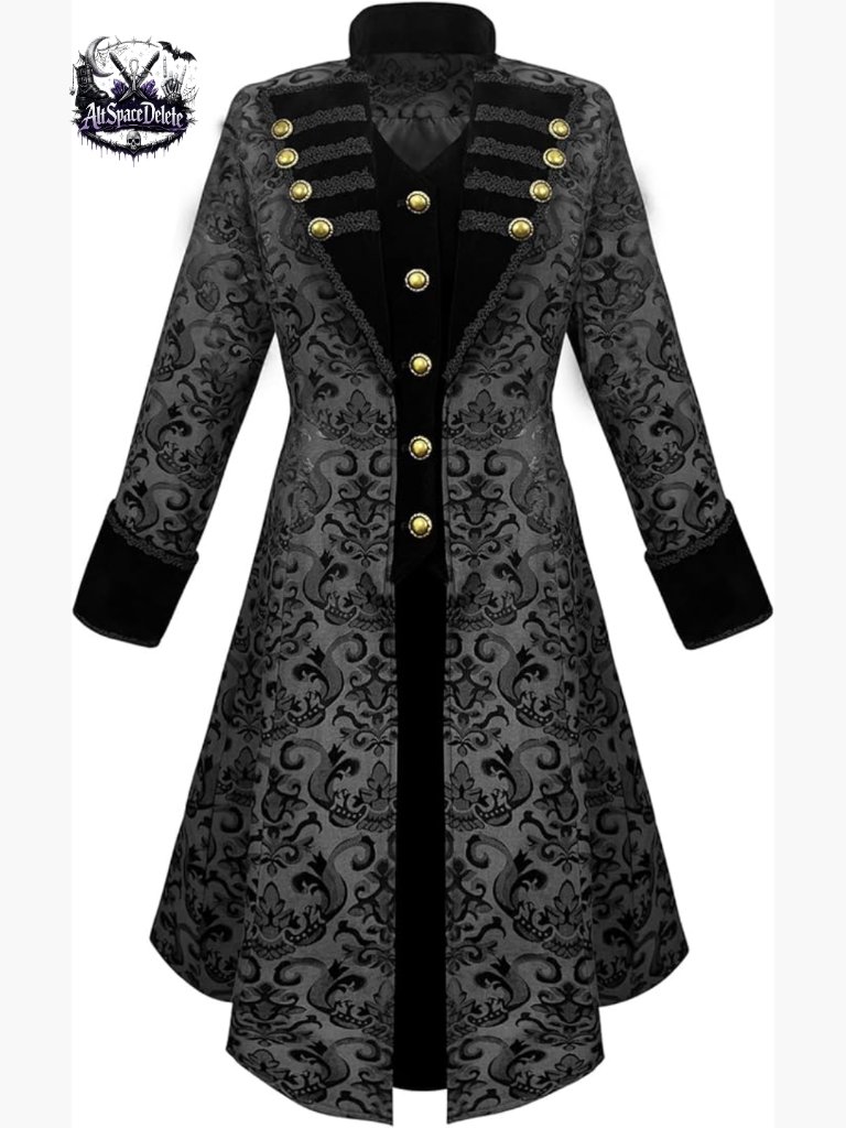 Long Victorian Gothic Steampunk Tailcoat Pirate Jacket Polyester